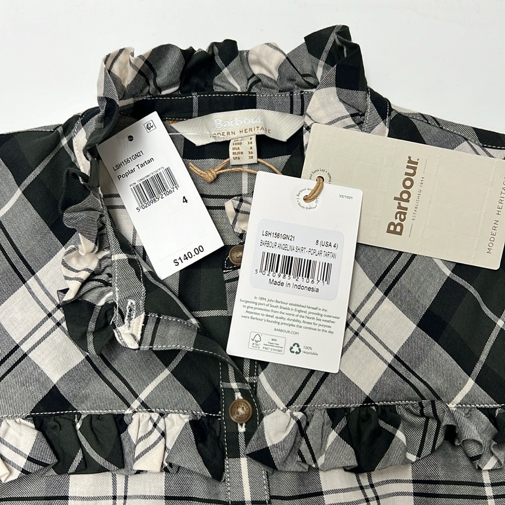 ✨ BARBOUR ✨ Modern Heritage Angelina Poplar Tartan Shirt 8 (USA 4) - Picture 12 of 16